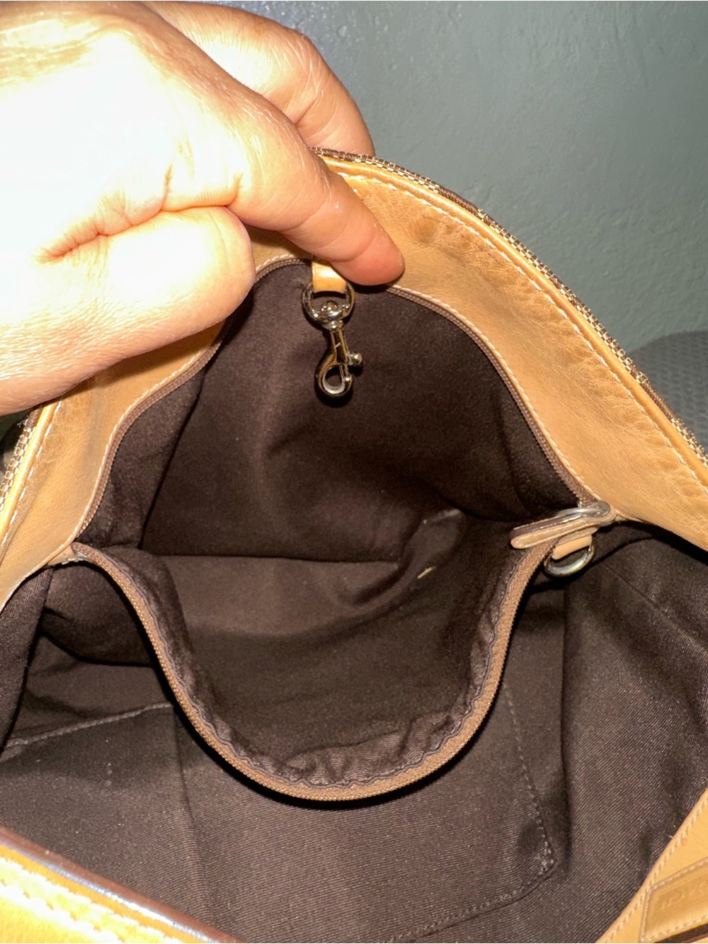 Coach Brown Signature Canvas Hobo with Tan Leather Trim - Picture 15 of 16